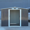 6x8ft Garden Shed Metal Galvanized Dark Grey 2 Door Outdoor Toolshed with Base