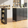 Kitchen Island Bar Table Storage Cabinet Reversible Mobile Serving Cart Black