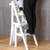 Folding Library Ladder Chair Wood Step Stool Decor Shelf For Home Kitchen Closet