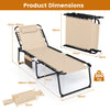 Portable Patio Sun Lounger with Detachable Pillow & Pocket-Beige
