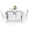 Mondeer Dining Table and Chairs Set 6 High Back Faux Leather Chair Grey&White