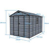 8X10FT Plastic Garden Shed Apex with Floor Window Lockable Door Wood Grain Grey