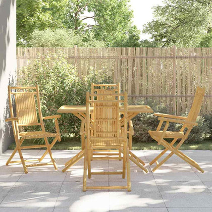 5 Piece Garden Dining Set Bamboo K0T6