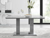 Grey Gloss Pillar Dining Table & 6 Velvet Knockerback Belgravia Chairs