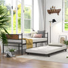 Metal Daybed with Pull-out Trundle Single Sofa Guest Bed w/Headboard