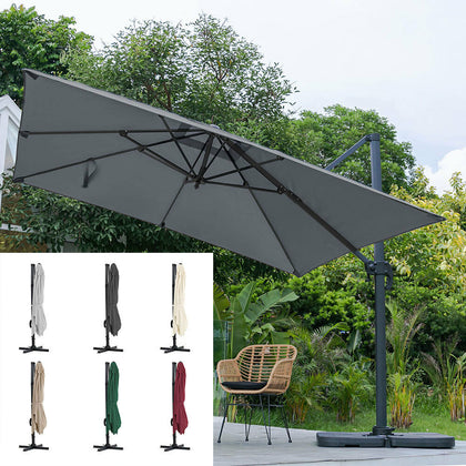 3*3m Large Roma Parasol Banana Cantilever Hanging Umbrella Outdoor Garden Patio