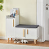 Large Shoe Bench Shoe Storage Rack Cabinets with Padded Seat Cushion for Hallway