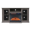 60in Grey Living Room TV Stand w/ Electric Fireplace Fire Log Stove Unit Cabinet