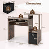Compact Home Office Desk with Open Shelf & Fabric Storage Drawer-Rustic Brown