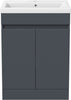 Bathroom Vanity Unit Freestanding Basin Sink Cabinet Furniture Gloss Grey 600mm