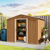 8 x 6ft Garden Storage Shed with Double Door Brown Wood Effect