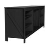 Modern Black TV Stand Media Unit Cabinet W/ Electric Fireplace 12Color LED Light