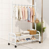 Black Metal Clothes Rail Rack Garment Stand Corner Open Wardrobe with Shelf