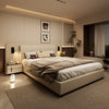 Double Bed Frame with Beige Upholstered Headboard 4ft6 Bed Frame with LED Light