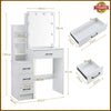Large Dressing Table Stool Set with 3 color LED Light Mirror Vanity Make up Desk