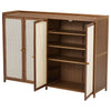 Large Free Stand 4 Door Shoe Cabinet Storage Cupboard Footwear Stand Rack Rattan