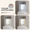 Modern Dressing Vanity Table with LED Light Mirror Fold-up Side Panel 2 Drawers