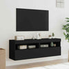 TV Wall Cabinets with in Black - Engineered Wood Modern Media Unit for A1C9
