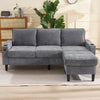 3 Seater Sofa with Footstool, L shape Corner Sofa Upholstered Sofa Couch, Grey