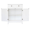 White Bathroom Floor Cabinet Freestanding 2 Doors Drawer Cupboard Storage Shelf
