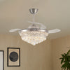 42" Ceiling Fan Light LED Crystal Chandelier Fan Lamp 3 Color Changing w/Remote