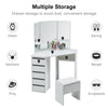 Corner Dressing Table Stool Vanity Set White Makeup Dresser Mirror 5 Drawers NEW