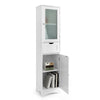 Bathroom Tall Cabinet Slim Freestanding Storage Organizer Cupboard 2 Doors