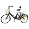 24" Tricycle 3 Wheel 7-Speed Adult Bicycle Tricycle Trike Bike with Basket NEW!