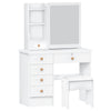 Dressing Table With Sliding Mirror 6 Drawers Open Shelves Vanity Desk