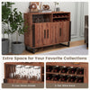 Home Wine Bar Cabinet Kitchen Buffet Sideboard w/ 3 Door & Adjustable Shelves