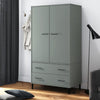 LAPOOH Wardrobe with Metal Legs Grey 90x55x172.5 Solid Wood OSLO,Bedroom R0G8
