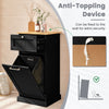 Laundry Cabinet with Basket Freestanding Tilt Out Laundry Hamper W/Drawer-Black