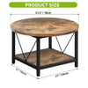 Round Coffee Table with Storage Shelf, Metal Legs, for Living Room & Office