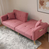 Fabric Sofa Bed Love Seat Sofa Settee Couch with Gold Metal Legs & Cushions Pink
