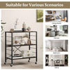 Costway 3-Tier Foldable Shelving Unit Heavy Duty Metal Shelves with Wheels