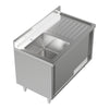Single Bowl Commercial Kitchen Cabinet Stainless Steel Cupboard w/Sliding Door