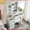 White Vanity Makeup Desk Dressing Table Set With LED Sliding Mirror + Stool Set