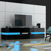 Modern Large LED TV Unit Stand TV Cabinet High Gloss Doors & Matt Body Black