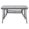 Rectangle Garden Table 120cm Black Outdoor Yard Cafe Dining Table w Parasol Hole