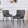 Set of 2 Dining Chairs PU Faux Leather Metal Legs Restaurant Chairs Grey Chairs