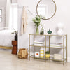 Console Table 3-Tier Tempered Glass Sofa Table With Storage Shelf Modern