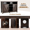 Buffet Storage Cabinet w/ Detachable 9-Bottle Wine Rack & 2 Door Cabinets-Brown