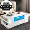 High Gloss Coffee Table With Storage 2 Drawer Wooden Living Room RGB LED Lights