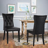 2× PU Leather Padded Dining Chairs Tufted Button Back Wooden Legs Home Office