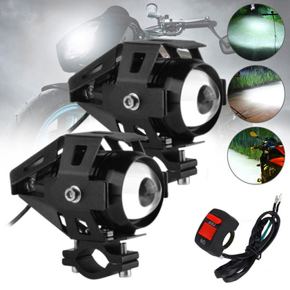 2pcs 12W Motorcycle Motorbike Headlight LED Fog Spot Lights Bulb Angle Eye Lamp