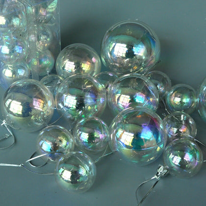 5-50x Iridescent Glass Wedding Baubles Balls Fillable Tree Ornaments