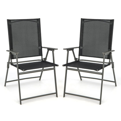 2 Pieces Patio Folding Chairs Outdoor Patio Chairs Portable Dining Chair