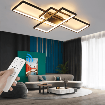 Modern Chandelier LED Lamp Black Frame Ceiling Light Living Room Pendant Ejjamfz