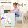 Kids Table and Chair Set w/ Storage and Paper Roll Holder-White