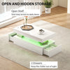 LED Coffee Table with Storage, High Gloss Living Room Table, White